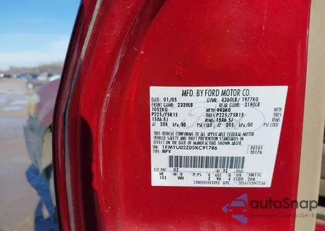 2005 Ford Escape Xls from USA, damaged, VIN 1FMYU02Z05KC91786